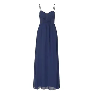 BCBG Generation Navy Blue Chiffon Sweetheart Maxi Dress Spaghetti Strap Gown 2 thumbnail 2