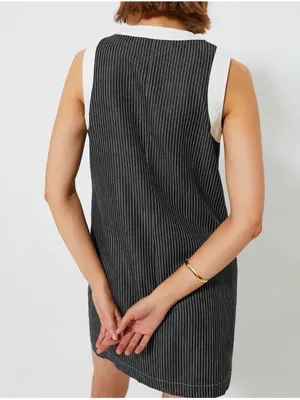 Tuckernuck Pomander Place Voileta Black Stripe Mini Dress Size Large thumbnail 3