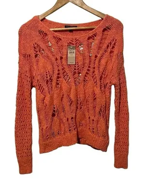 American Eagle Outfitters Coral Open-Knit Sweater NWT XS Coastal Cowgirl Beach B thumbnail 1