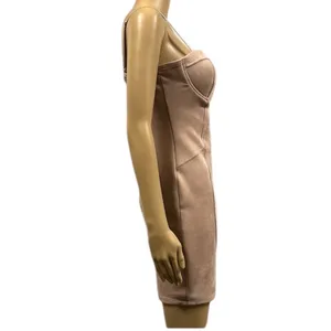Haute Monde Blush Corset Bandage Bodycon Padded Spaghetti Strap Mini Dress M thumbnail 6