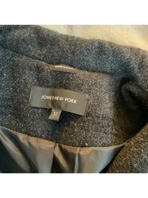 JONES NEW YORK women plaid wool gray black coat SZ12 bust42 thumbnail 2