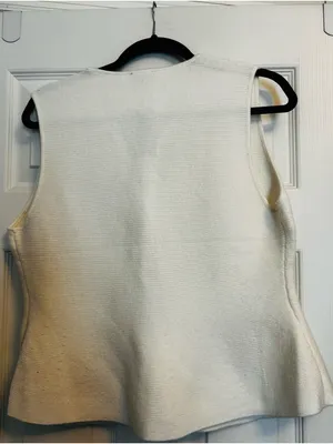 Express Ivory Sleeveless Button-Front Peplum Tank thumbnail 4