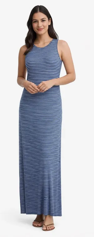 NWT GAP Women Striped Sleeveless Maxi Dress Size M‎ Blue White Tank Style thumbnail 1