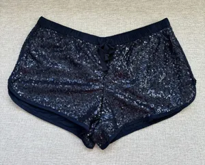 Victoria's Secret Sequin Pajama Shorts Small Navy Blue Sparkly Glam Loungewear thumbnail 1