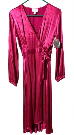 Elegant Pink Satin Wrap Dress From Kohls Nine West thumbnail 1