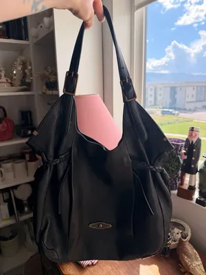 Black Leather Large Boho Hobo Shoulder Bag With Braided Tassels Gold Hardware thumbnail 10