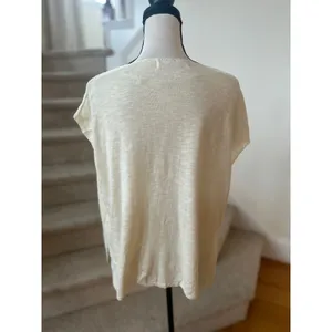 Free People Beach Cream Boxy Loose Coastal Vacation Relaxed Short Sleeve Shirt thumbnail 4
