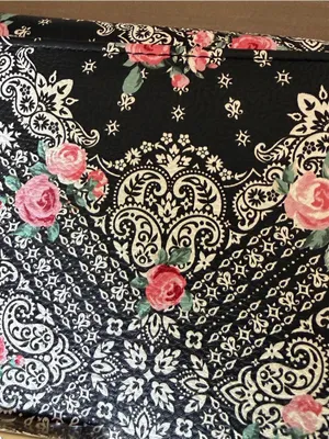 NWOT Betsey Johnson Floral Paisley Bow Crossbody Wallet Bag Black Gold Chain thumbnail 12