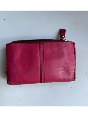 Fossil Red Leather Trifold Wallet with Zipper Pocket thumbnail 2