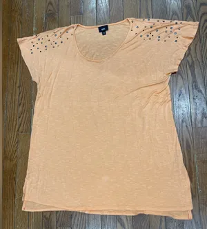Mossimo Denim Chic Orange Studded Women's Tee thumbnail 1