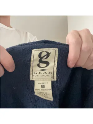 Vintage Harvard Navy Hooded Zip Fleece Vest thumbnail 4