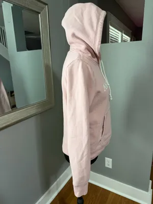 Abercrombie & Fitch Y2K Boyfriend Logo Hoodie Pink Small. thumbnail 2