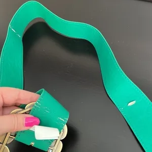 Pieces Verinda belt, multi color bejeweled buckle, green retro belt,43” length thumbnail 8