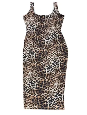 Naked Wardrobe Midi Sculpt Dress Leopard Shapewear New Fall Plus Size 2X thumbnail 3