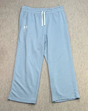 Under Armour Wide Leg Crop Pants Womens Medium Blue Athleisure Sporty Loungewear thumbnail 1