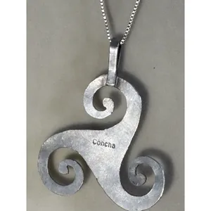 Concha VTG Amethyst 5.7 Grm Sterling 925 Mirror Chain Italy 18.5” Celtic Spiral thumbnail 4