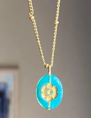 Handmade quality Czech glass bead good tone stainless steel necklace 💐🩵 thumbnail 4