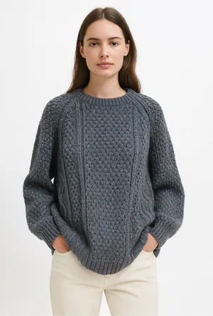 Ballyshanon Ireland Hand Loomed Wool Fisherman Cable Knit Sweater S thumbnail 1