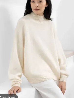 & Other Stories Womens Alpaca Wool Oversized Sweater Ivory Cream Medium thumbnail 1