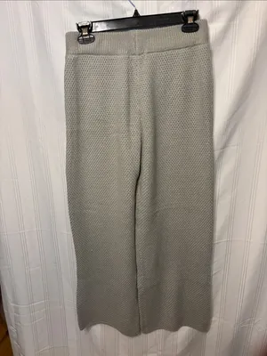 Wide-Leg Knit Track Pants in Light Gray thumbnail 3