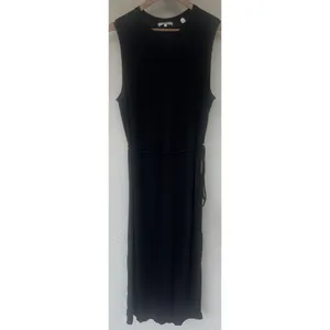 Vince Black Sleeveless Pima Cotton Maxi Waist Tie Dress L Minimal Capsule Luxury thumbnail 4