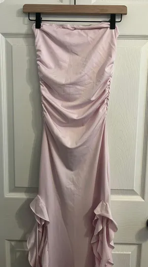 SheIn pink maxi dress ruffled trim thumbnail 4