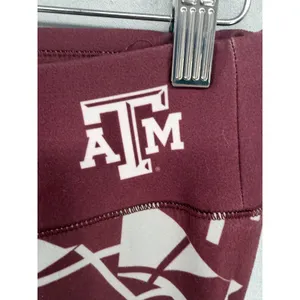 Texas A&M Women Leggings Maroon White Geometric Print Logo Small thumbnail 5