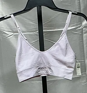 Aerie Seamless Ribbed Bralette Women's M Light Pink Logo Band Strappy NWT thumbnail 1