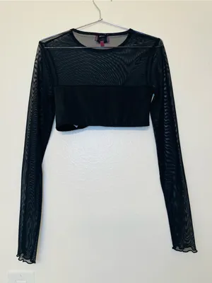 Edikted Black Night Out Sheer Crop Top‎ Size XS thumbnail 5
