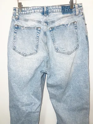Abercrombie & Fitch The Dad Curve Love Distressed Light Blue High Rise Jeans thumbnail 9