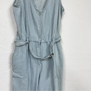 Obey Blue White Striped Sleeveless Jumpsuit Womens 27 Beachy Lightweight Casual thumbnail 5