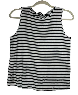 Green Envelope Los Angeles‎ Navy White Striped Tie Back Tank Top Womens Medium thumbnail 1