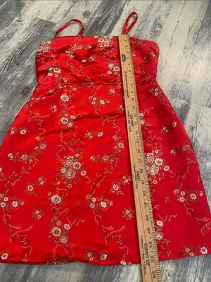 I.AM.GIA Tiger Mist Mini Dress Small Red Gold Floral Brocade Bodycon thumbnail 12