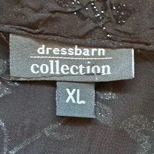 Dress Barn Collection Black Floral Lace Shimmer Print Asymmetrical Sleeves Sz XL thumbnail 10