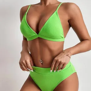 Boutique NWT Lime green Triangle Bikini Set thumbnail 2