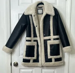 Abercrombie & Fitch Faux Shearling Coat Teddy Quiet Luxury Chic Winter Jacket XS thumbnail 4
