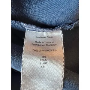 Coldwater Creek 100% Linen Blue Print Button-Up Shirt 3/4 sleeves Size PXL thumbnail 7