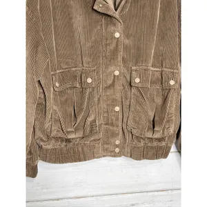 American Eagle Corduroy Bomber Jacket Brown Medium 100% Cotton Relaxed thumbnail 3