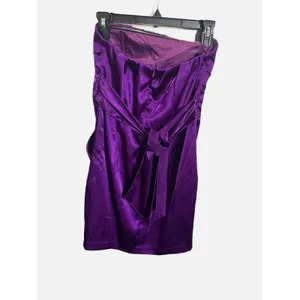 Love Reign‎ Strapless Dress Womens 3 Purple Satin Ruched Bubble Hem Prom Y2K thumbnail 4