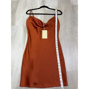 NEW Meshki Victoria Cowl Neck Mini Slip Dress in Copper Size XS thumbnail 11