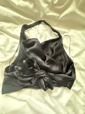 ZARA Top Crop Black Cowl Satin Neck thumbnail 2