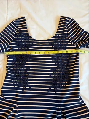 NWT Free People Nautical and Knotty Skater Dress Size Large Striped Lace S11 thumbnail 11