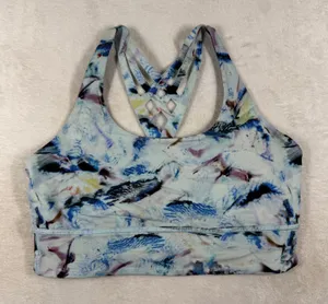 Lululemon Free To‎ Be Elevated Bra Blue Multi Abstract Strappy Back Size 10 thumbnail 1