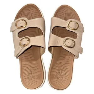COFACE‎ Slide Sandals Womens 8.5 Beige Comfort Double Strap Buckle thumbnail 1