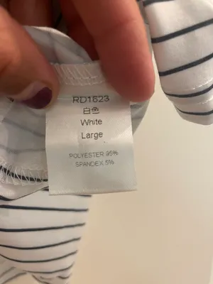 Stripped T Shirt With Front Pocket White Size L thumbnail 4