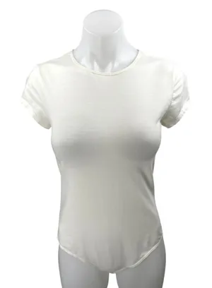 Reformation Jeans Raquel White Short Sleeve Tee T Shirt Bodysuit Top Size M thumbnail 1