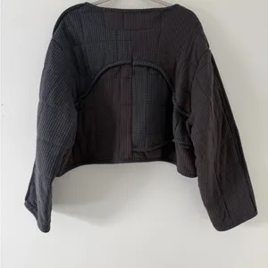 ✨NWT- POL Quilted Waffle Knit Textured Full Zip Bomber Jacket size Large thumbnail 6