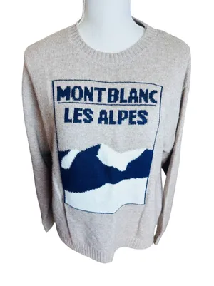 Zara Ski Collection Mont Blanc Les Alpes Wool Cashmere Sweater Beige Medium thumbnail 1
