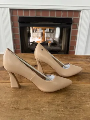 NEW IN BOX French Connection Nude Raven Pumps Flared Block Heel ~ size 10 thumbnail 9