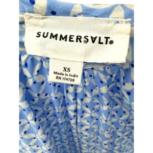 Summersalt Blue White Geometric‎ Tile Print Tie Shoulder Maxi Dress XS Cover Up thumbnail 3